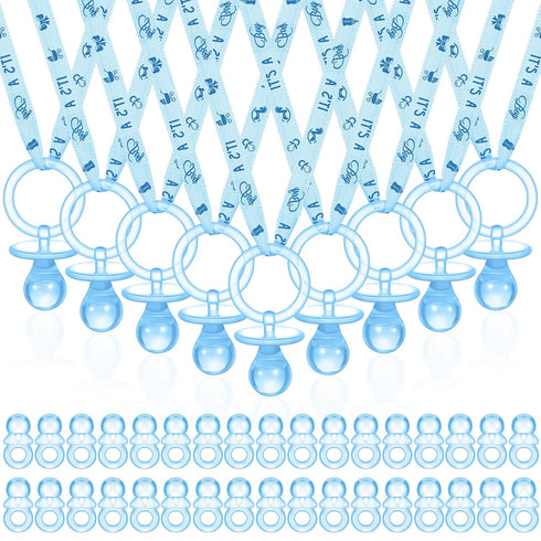 74 Pieces Baby Shower Pacifiers 24 Necklace Acrylic Plastic Pacifiers Baby Shower