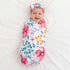 4 Sets Set 4 Moukeren Newborn Receiving Blanket Headband Baby Flower Swaddle Infant Sleepsack Nursery Blankets for Warm