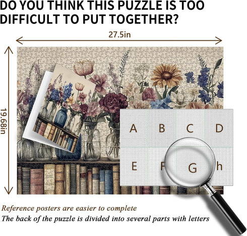 PICKFORU 1000 Retro Wildflowers Puzzles for Adults Pieces, Christian Jesus Floral Book Pages Religious Jigsaw Puzzle