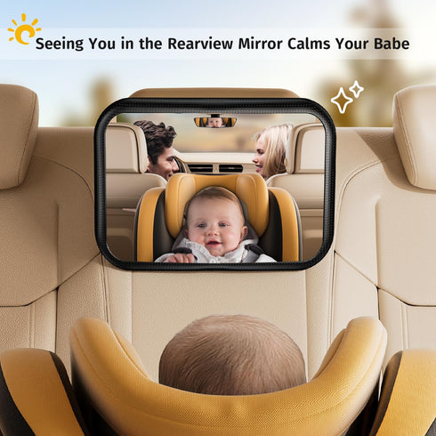 Baby Car Mirror for Rear Facing Infant, 360° Rotation Backseat Mirror with Clear View, Shatterproof, Easy Install