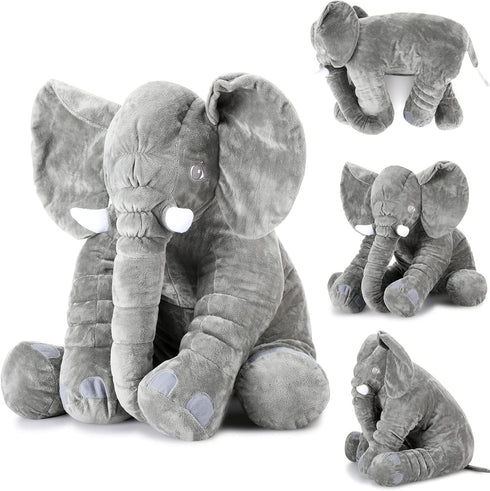 Giant Stuffed Elephant Plush Toy - Huge Soft Gray Elephant Doll for Kids, Girlfriend, Home Decor (15.7 Inch)