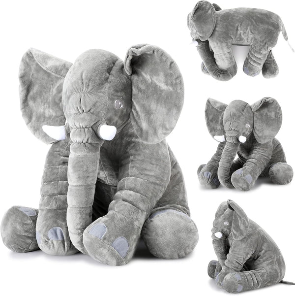 Giant Stuffed Elephant Plush Toy - Huge Soft Gray Elephant Doll for Kids, Girlfriend, Home Decor (15.7 Inch)