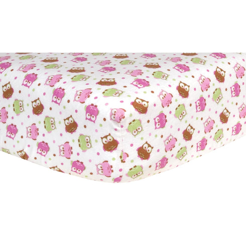 Trend Lab Print Flannel Crib Sheet, Owl by Trend Lab