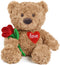 Cuckool Teddy Bear Stuffed Animal with Rose and Love Heart, Microwavable &