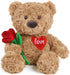 Cuckool Teddy Bear Stuffed Animal with Rose and Love Heart, Microwavable &