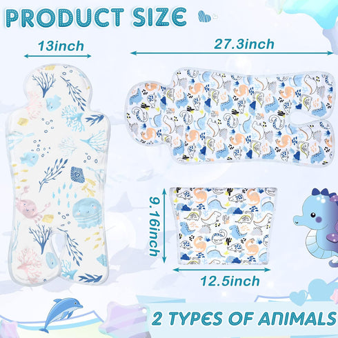 Pinkunn 2 Pcs Gel Car Seat Cooler Pad, Breathable Summer Cushion for Stroller, Baby Dining Chair, Safety Seat