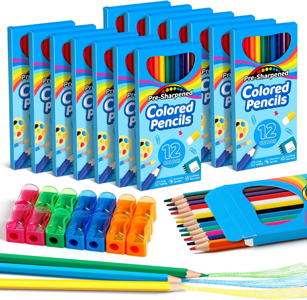 V-Opitos 168 Count Colored Pencils for Kids, 14 Pack Bulk Colored Pencils