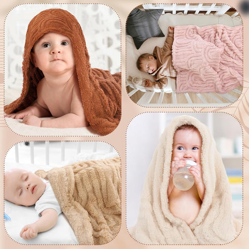Wiwiqing 4 3D 32" 24", Pcs Soft Boho Baby Blanket Unisex Newborn Toddler Receiving Blanket for Crib Stroller Use