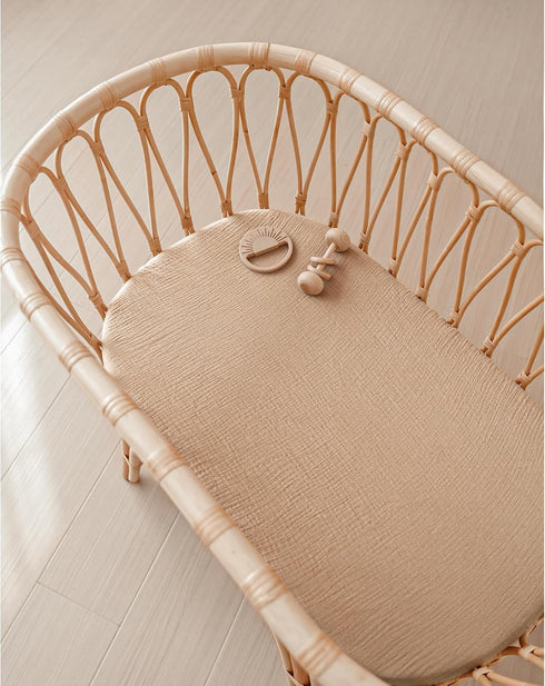 2 Pack Konssy Muslin Bassinet Sheets for Baby Girl Boy, Soft Breathable Baby Bassinet Mattress Sheets Fit for Hourglass