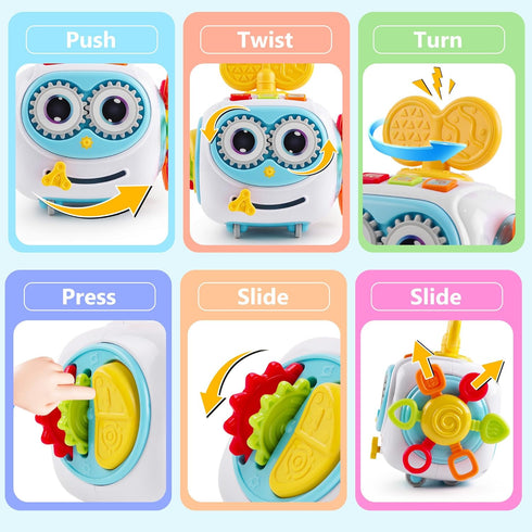 Sewovvmu 1-3 1 2 3 Musical Montessori Toys, Cube Sensory Toys for Toddlers with Light-up, Baby Busy Educational