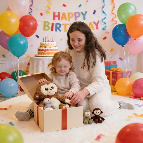 Mommy 5 3-8, Monkey Stuffed Animals, Monkey Plush with Baby, Pcs Plush Toy for Girl Boy, Birthday Gifts for Kids