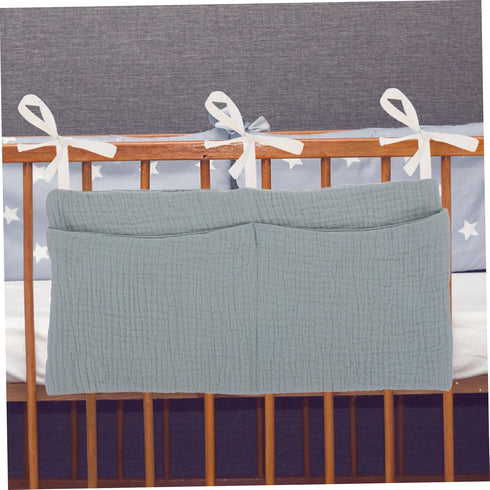 FAVOMOTO Bed Organizer Cotton Storage Bag with Double Slots for Efficient Diaper and Bottle Storage Portable Hanging