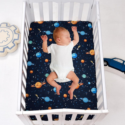 3 Pack Pack Pack PHF Soft Mini Crib Sheets, Space Silky N Play Sheets for Baby Boys Girls Neutral, Universal Fit for N