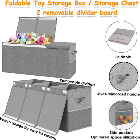 Fineonly (40" x14" x16") Extra Large Toy Box Chest with Lid, Kids Toy Storage Organizer for Boys Girls, Big Toy Bin