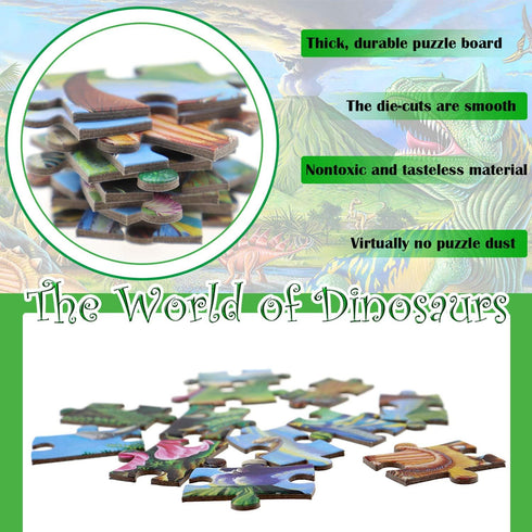 100 Piece Dinosaur Jigsaw Puzzle for Kids Ages 4-8, Educational Learning Toys for Boys & Girls - Unique Pieces