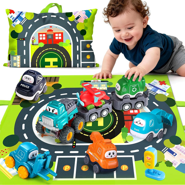 Big Cartoon Truck Car Toys for 1 Year Old Boy with Playmat/Storage