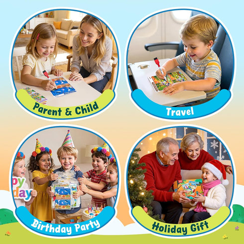 24 Pack 4-8 JoyCat Spot the Difference Game Cards for Kids, Reusable Dry Erase Party Favors, Classroom Prizes, Goodie