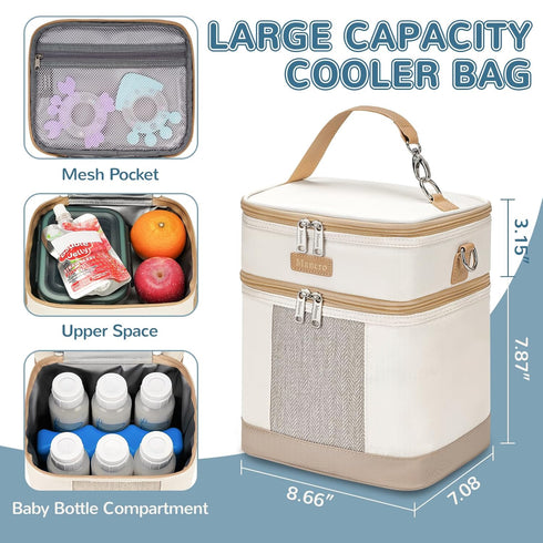 Pack, 6 9 Mancro Breastmilk Cooler Bag with Ice Double Layer Insulated Baby Bottles Bag Fits Bottles Up to Ounces