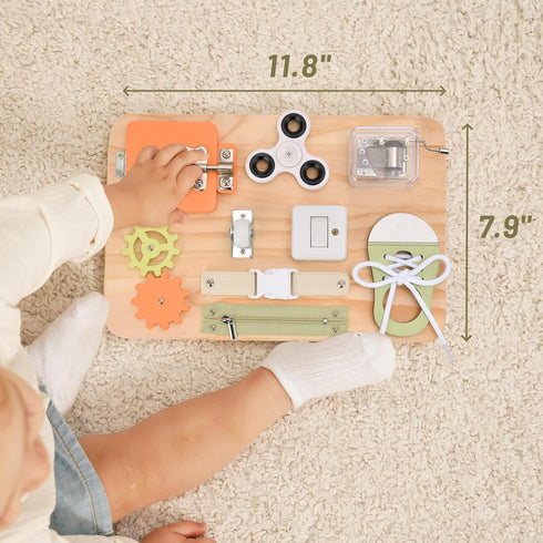 1 2 3 4 Montessori Toys for Tooddlers- Busy Board for Years - Educational Fidget Toy for Baby - Wooden Sensory Toys