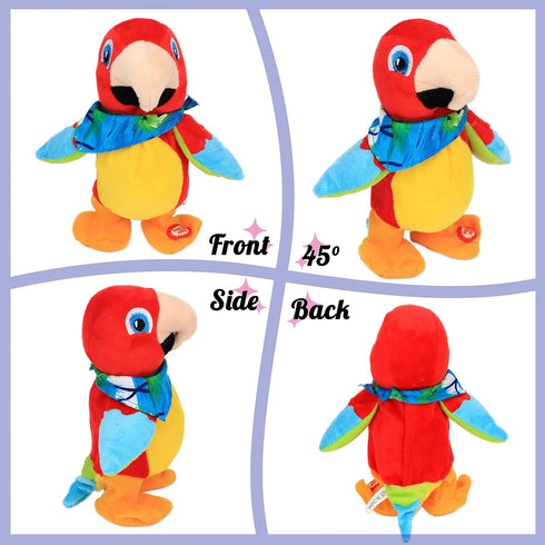 Hopearl Talking Parrot Toy - Repeats What You Say, Walking Electric Interactive Animated Plush Buddy for Toddlers