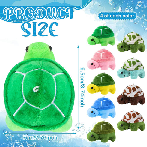 36 Pcs Mini Turtle Stuffed Toy Bulk, Cute Plush Turtles for Ocean Themed Party Favors