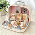 Set 2 3+ TUZT Suitcase Dollhouse Furniture for Kids, Mini Dollhouse Box with Flexible Dolls and Bedroom&Bathroom