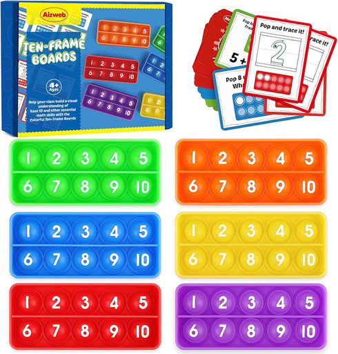 Ten-Frame Math Manipulative for Elementary, Counting Number Math Games, Montessori Educational Toy for Kindergarten