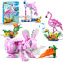 HOGOKIDS Easter Bunny 3 in 1 Pink Building Set with Flowers, Animal