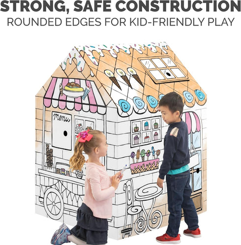 Bankers Box at Play Color in Treats N' Eats Playhouse, Cardboard Playhouse and Life Size Craft Activity for Kids and