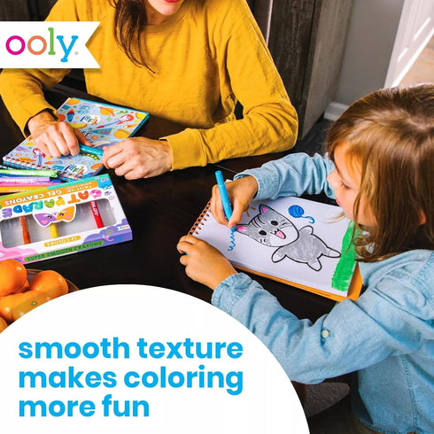 Ooly Cat Parade Gel Crayons Set of 12, Rainbow Color Crayons for Glass and Paper Surfaces, Easy to Clean