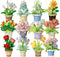 Jollcnoia 12 Set Mini Flower Potted Plant Bonsai Building Toy Blocks Artificial Particle