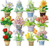 Jollcnoia 12 Set Mini Flower Potted Plant Bonsai Building Toy Blocks Artificial Particle
