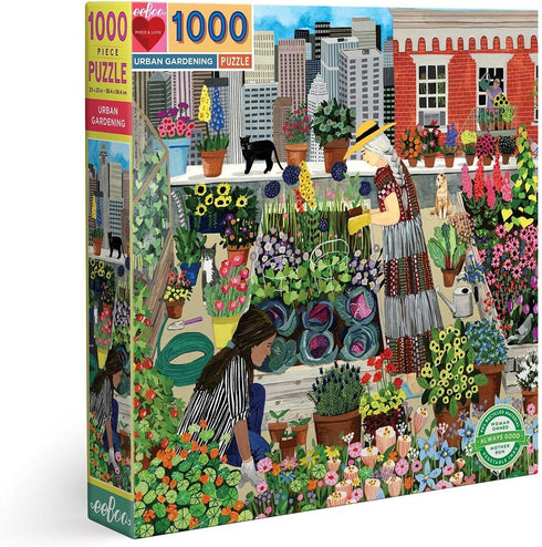 eeBoo - Piece and Love Urban Gardening - 1000 Piece Square Adult Jigsaw Puzzle, Glossy, Sturdy Pieces