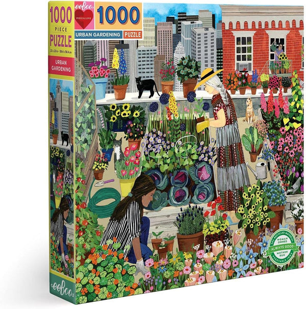 eeBoo - Piece and Love Urban Gardening - 1000 Piece Square Adult Jigsaw Puzzle, Glossy, Sturdy Pieces