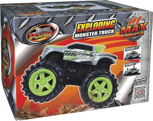 Exploding Monster Truck Toy - Crash Sounds and Lights, Smash It Up Again and Again, for Boys Age 3 and Up