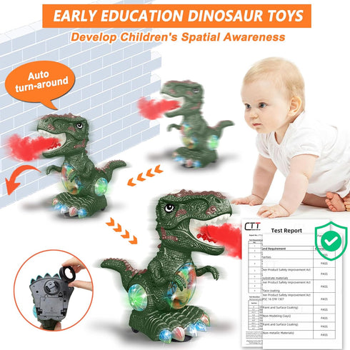 Dinosaur Toys for 1-2 Year Old Boy - Roar Music and Lights Toddler Toys, Electric Dinosaur Toys for Kids 1-3