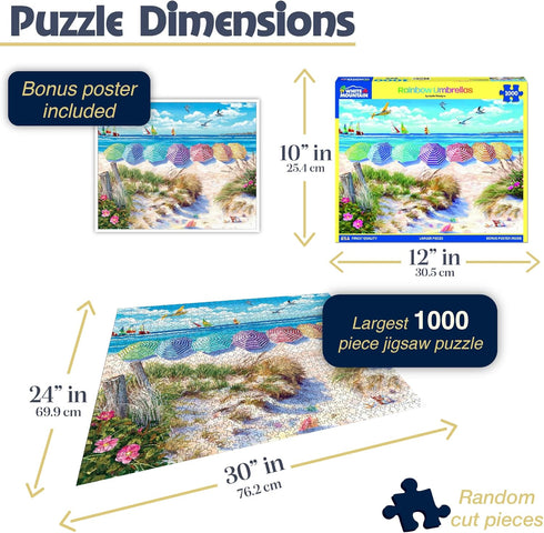 1000 Summer 24"x30" White Mountain Piece Jigsaw Puzzle Fun Beach Puzzles with Large Pieces Gift for Adults and Family