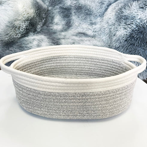 ABenkle Woven Cute Chest Box for Cat Dog Toys Storage, 12"x 8"x 5", Small Decorative Gift Basket with Handles