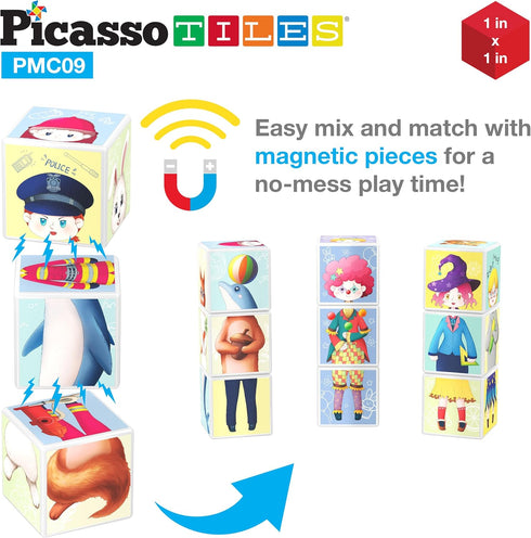 PicassoTiles Magnetic Expression Puzzle Toy, Building Block Mix & Match Cubes for Kids, Educational STEM Kit