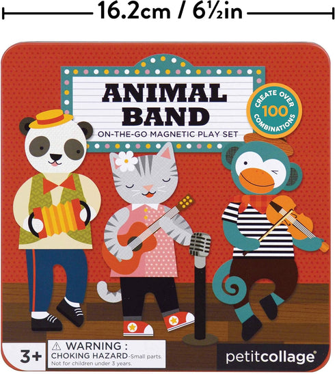 Petit Collage Magnetic Play Set, Animal Band - Mix & Match Magnetic Game Board for Ages 3+