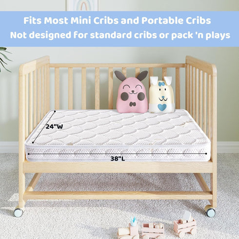 38x24x4 Inch- Mini Crib Mattress - Dual Sided with Firm Support and Comfort Foam- Breathable, Quiet and Odorless, Fits