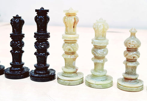 StonKraft Natural Stone Chess Pieces - 3" King Chessmen for Board Games and Accessories