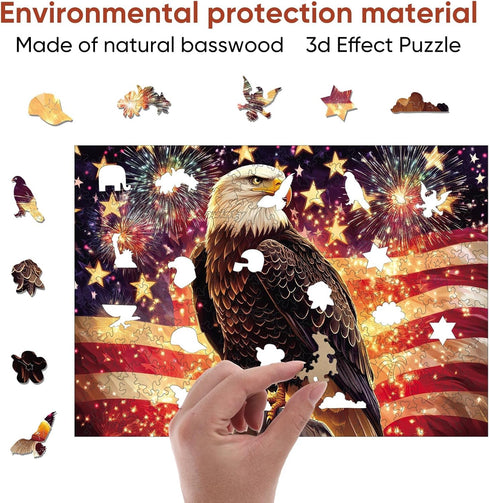 500 19x12.6 Reouinty Wooden Puzzle for Adults Pieces, Star Eagle Wood Jigsaw Puzzles, Beautiful Wall Decor. Wooden
