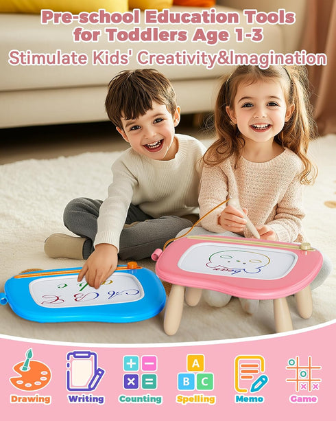 1-2 1 2 3 KOKODI Magnetic Drawing Board, Toddler Girl Toys for Year Old, Large Doodle Board Pad Learning