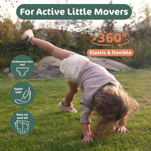 4, 2T3T (1833 lbs), 22 Count Naty FreeMovers Pull Up Training Pants for Sensitive Skin | Hypoallergenic Potty Training