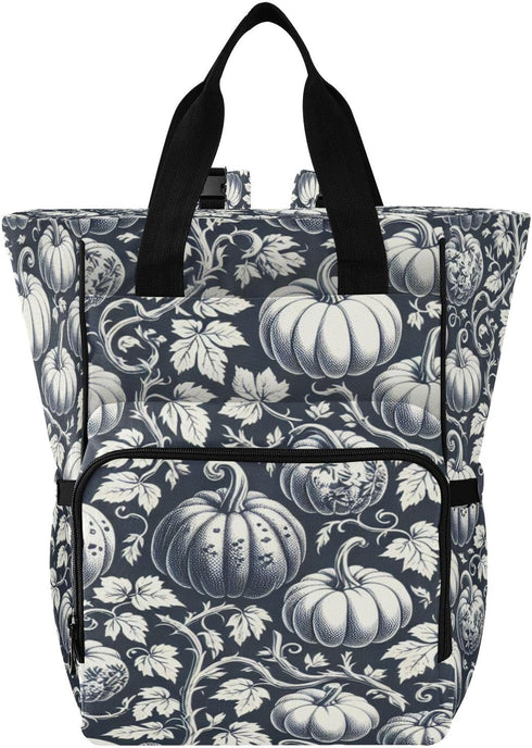 YANENDIE Pumpkin Toile Pattern Diaper Bag Backpack, Unisex Travel Baby Backpack Diaper Bags