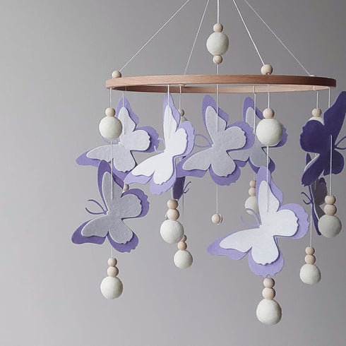 Handmade Purple Butterfly Crib Mobile for Baby Girls