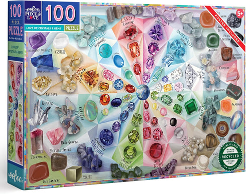 eeBoo Love of Crystals and Gems Puzzle, 100 PC, 1 EA