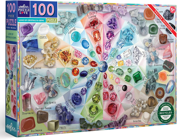 eeBoo Love of Crystals and Gems Puzzle, 100 PC, 1 EA