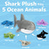 PREXTEX Plush Toy Shark with 5 Sea Animals - Turtle, Whale, Octopus, Stingray, Crab - Giant Stuffed Animal Gift for